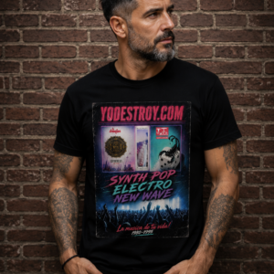 Camiseta Negra: SYNTH POP -ELECTRO - NEW WAVE- TALLA L